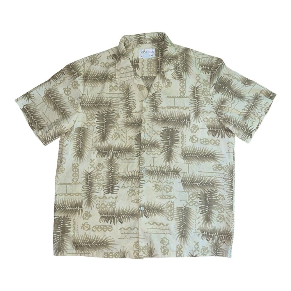 Koko Head Hawaiian Shirt XL Short Sleeve Button Up Polynesian Turtles Vintage